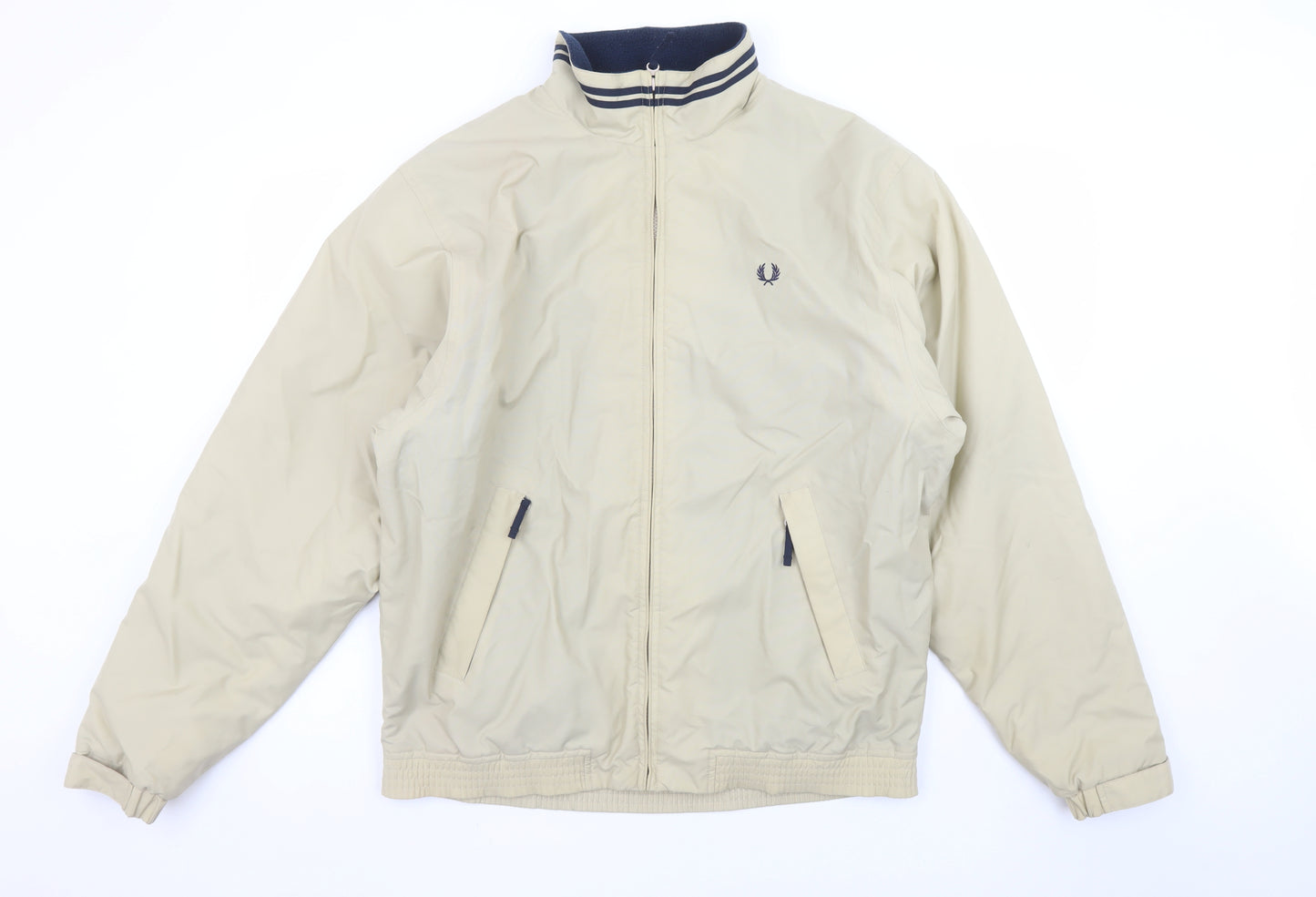 Fred Perry Men's Beige Bomber Jacket M Regular Fit Classic Zip
