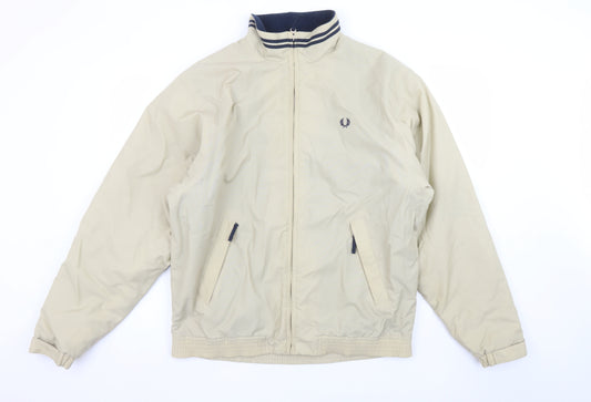 Fred Perry Men's Beige Bomber Jacket M Regular Fit Classic Zip