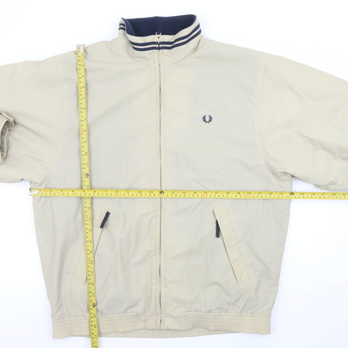 Fred Perry Men's Beige Bomber Jacket M Regular Fit Classic Zip