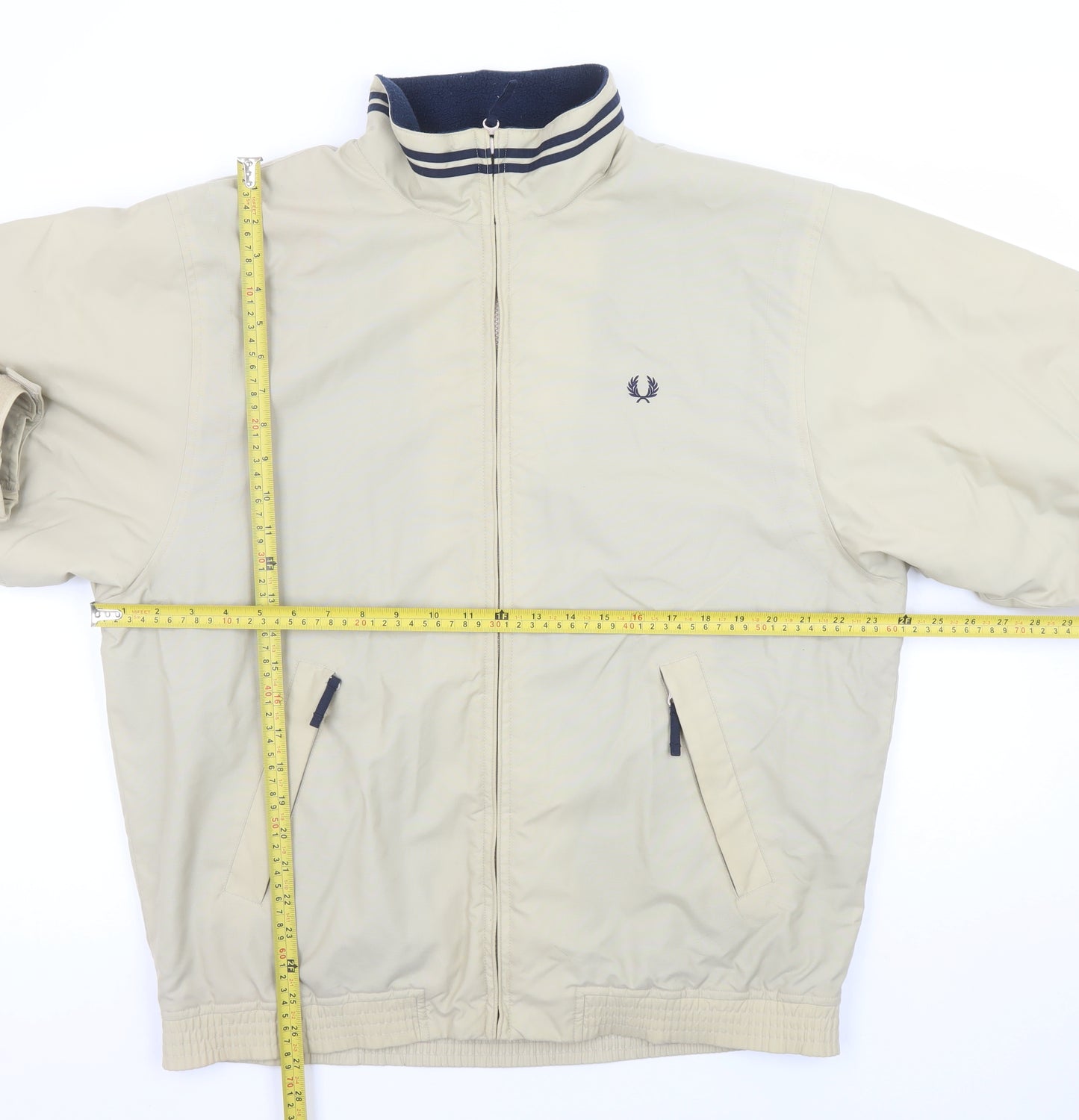 Fred Perry Men's Beige Bomber Jacket M Regular Fit Classic Zip