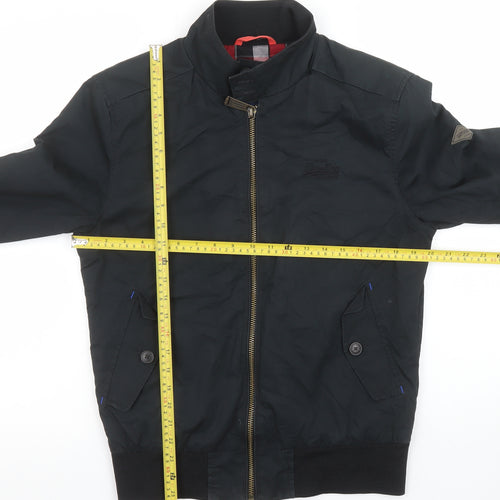 Superdry Men's Black Bomber Jacket Size M Polyester Lined Zip Up