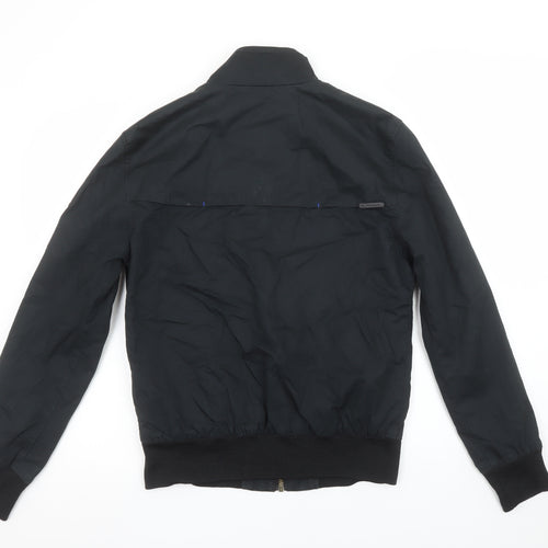 Superdry Men's Black Bomber Jacket Size M Polyester Lined Zip Up