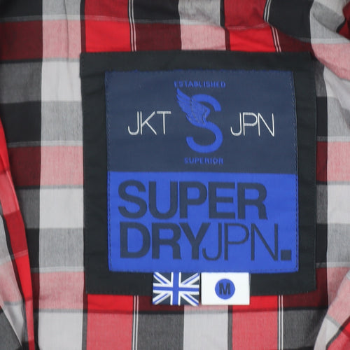 Superdry Men's Black Bomber Jacket Size M Polyester Lined Zip Up