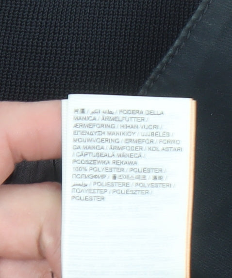 Superdry Men's Black Bomber Jacket Size M Polyester Lined Zip Up