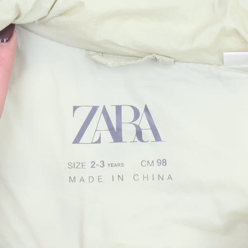 Zara Boys Ivory Puffer Waistcoat 2-3 Years Full Zip Winter Gilet