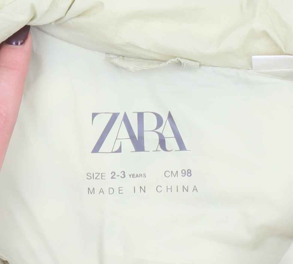 Zara Boys Ivory Puffer Waistcoat 2-3 Years Full Zip Winter Gilet