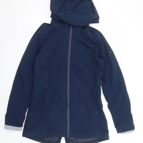 Regatta Womens Blue Waterproof Mid-Length Hooded Rain Jacket UK 8