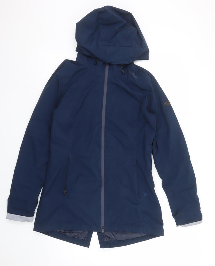 Regatta Womens Blue Waterproof Mid-Length Hooded Rain Jacket UK 8