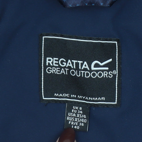 Regatta Womens Blue Waterproof Mid-Length Hooded Rain Jacket UK 8