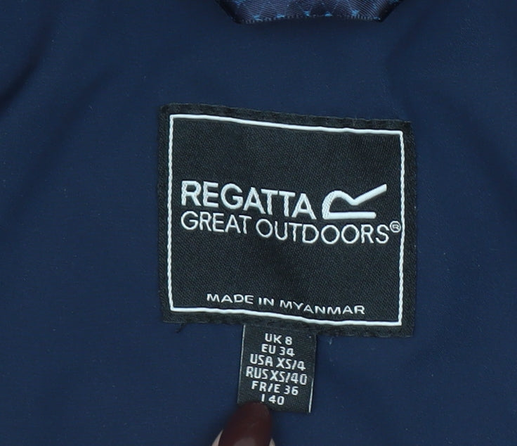 Regatta Womens Blue Waterproof Mid-Length Hooded Rain Jacket UK 8