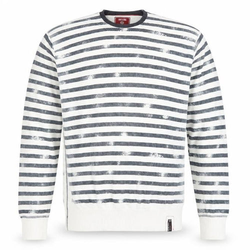 Jack & Jones Men's White Striped Crew Neck Knit Sweatshirt XL