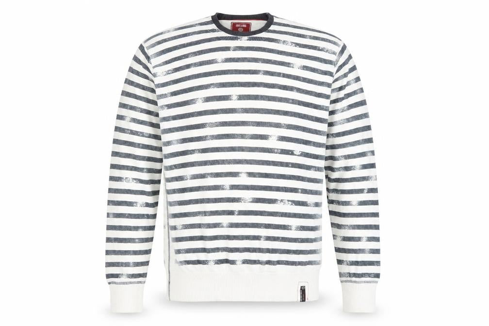 Jack & Jones Men's White Striped Crew Neck Knit Sweatshirt XL