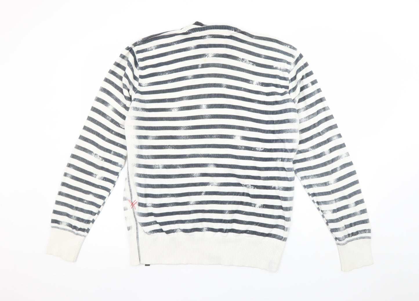 Jack & Jones Men's White Striped Crew Neck Knit Sweatshirt XL