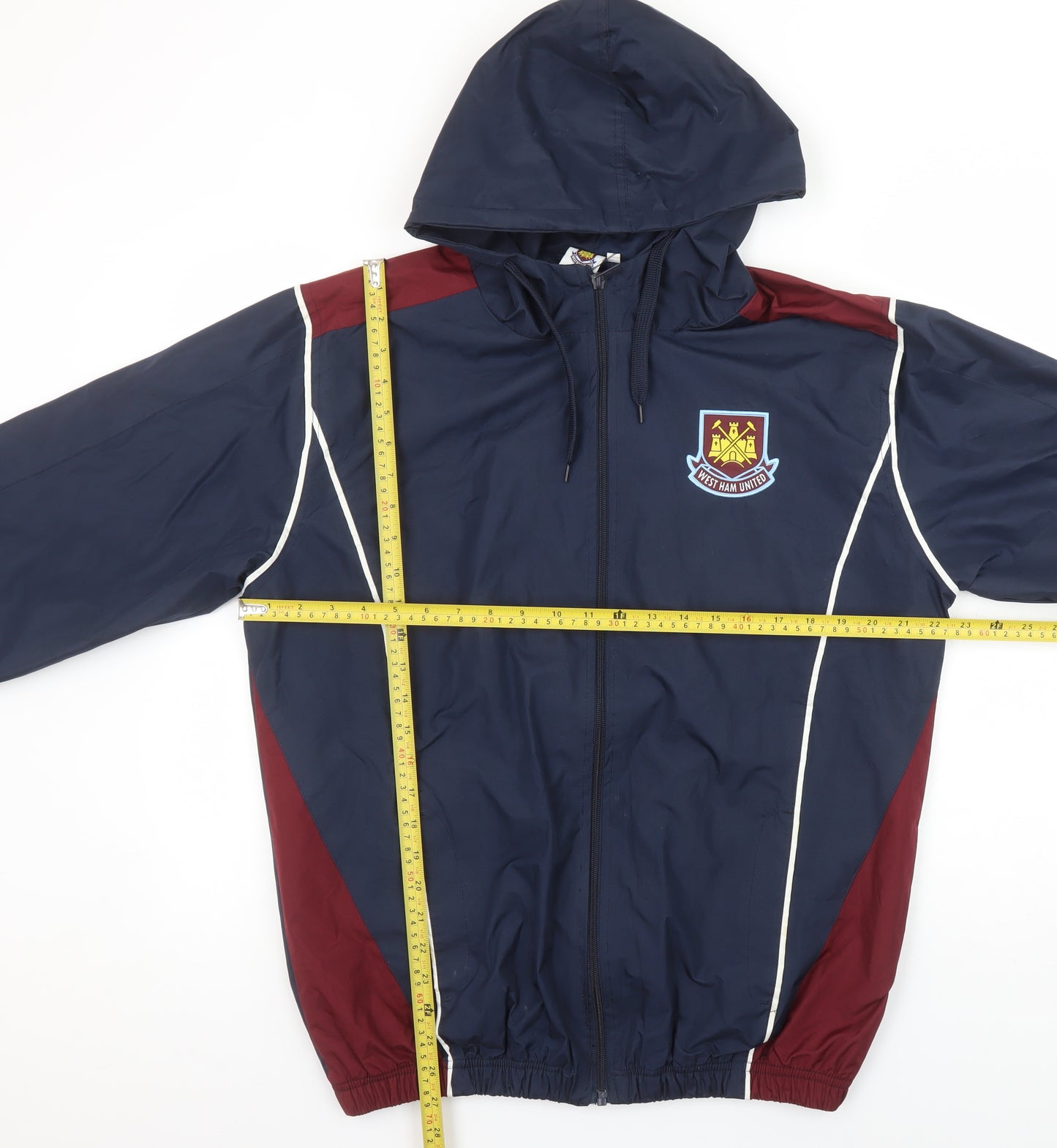 West Ham United Mens Navy Hooded Windbreaker Jacket Size M
