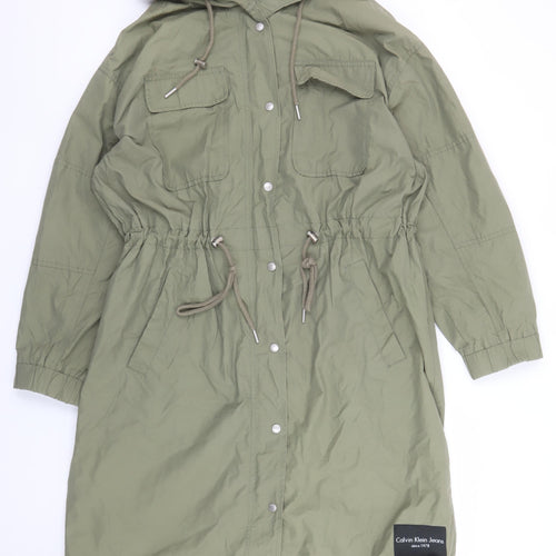 Calvin Klein Jeans Womens Green Hooded Parka Coat Size S