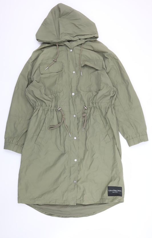 Calvin Klein Jeans Womens Green Hooded Parka Coat Size S