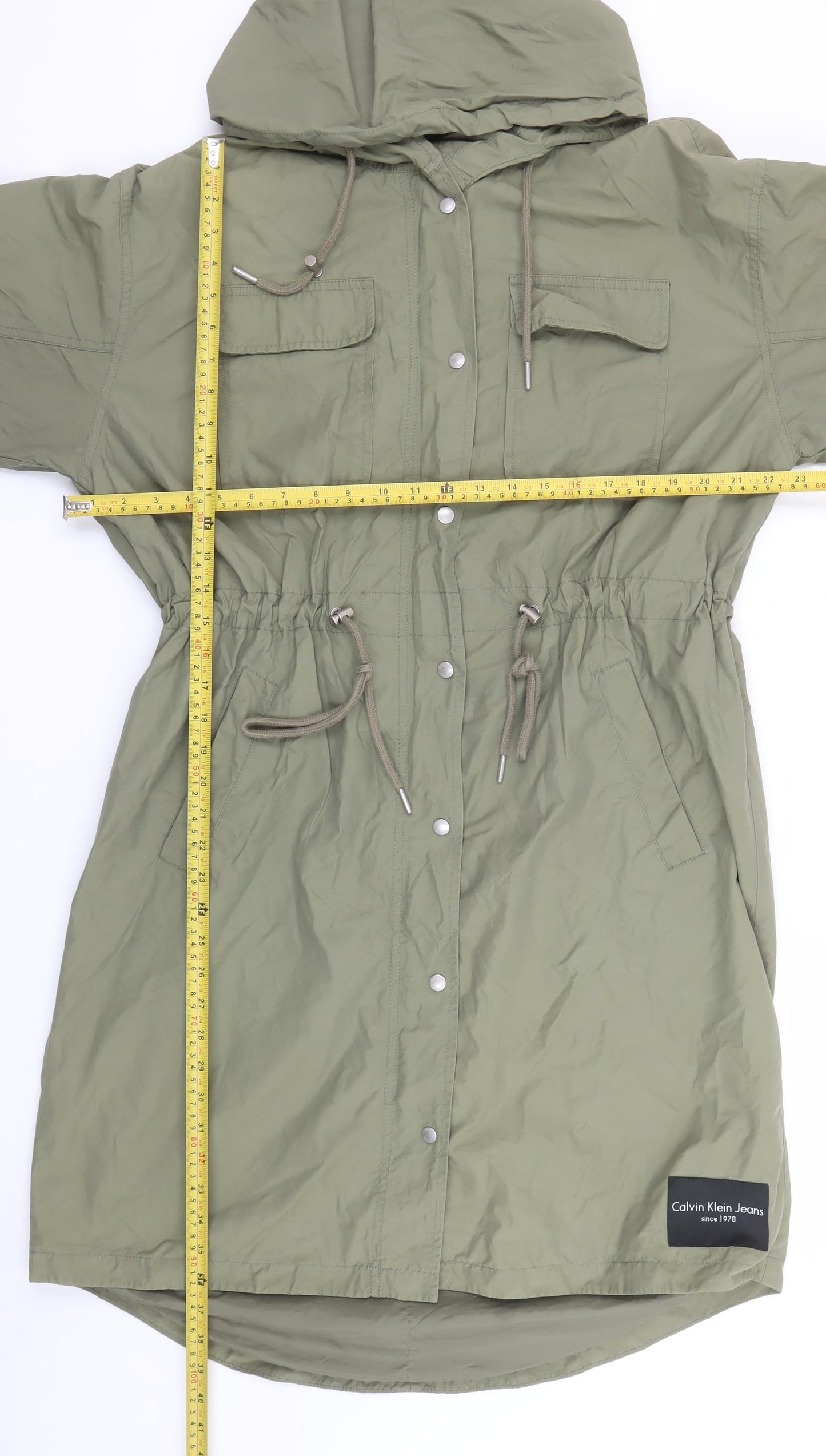 Calvin Klein Jeans Womens Green Hooded Parka Coat Size S