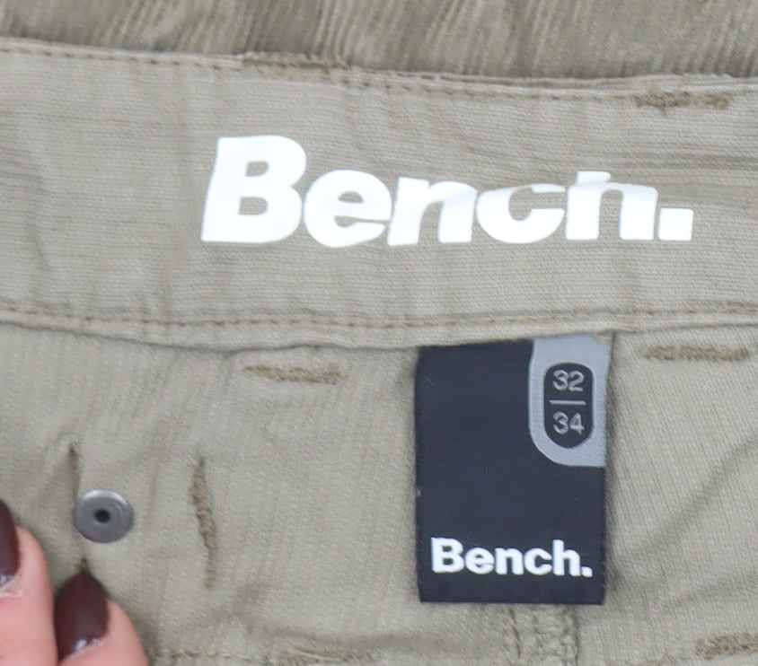 Bench Mens Beige Corduroy Chino Trousers Size 32/34 Regular Fit