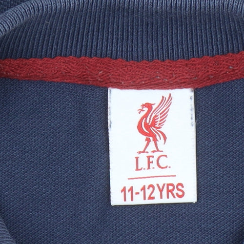 LFC Boys Beige Red Blue Polo Shirt 11-12 Years Short Sleeve Cotton Blend