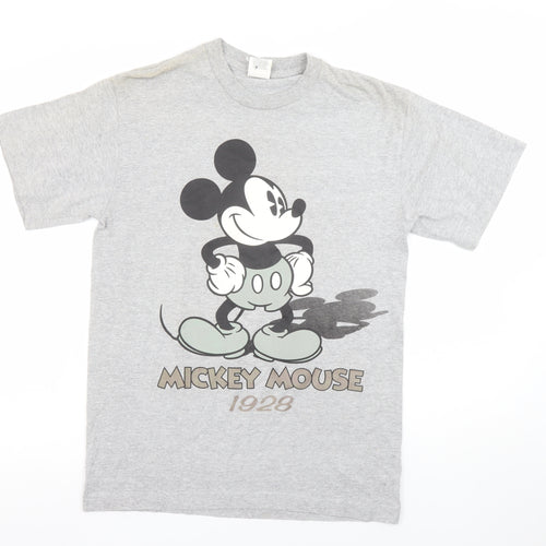 Disney Women’s Grey Mickey Mouse 1928 T-Shirt Medium Cotton Casual