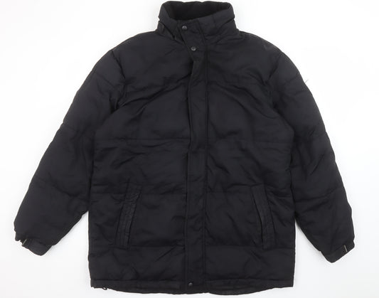 Athletic Works Men Black M Puffer Jacket Winter Polyester Mid-Length