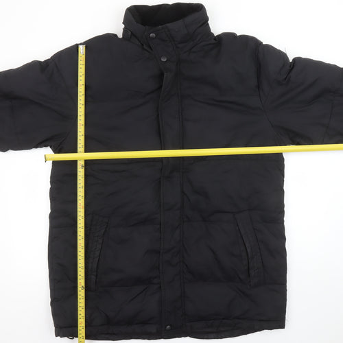 Athletic Works Men Black M Puffer Jacket Winter Polyester Mid-Length