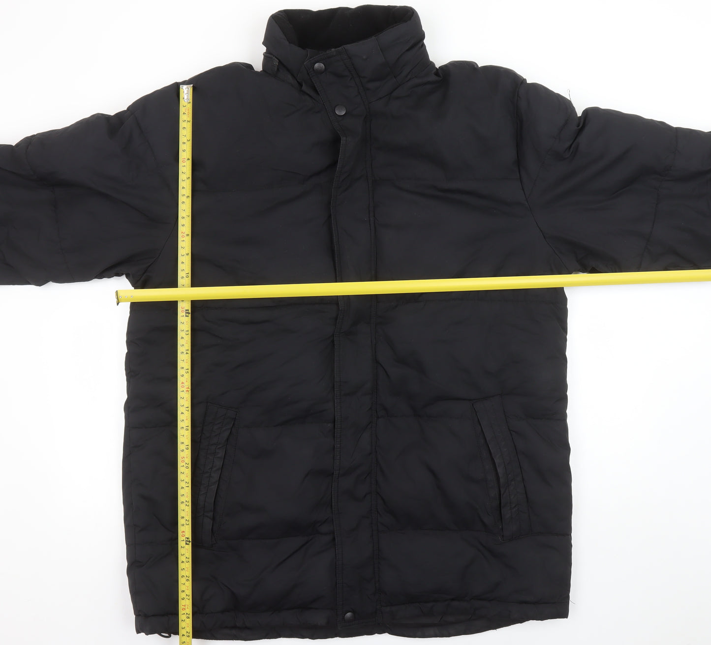 Athletic Works Men Black M Puffer Jacket Winter Polyester Mid-Length