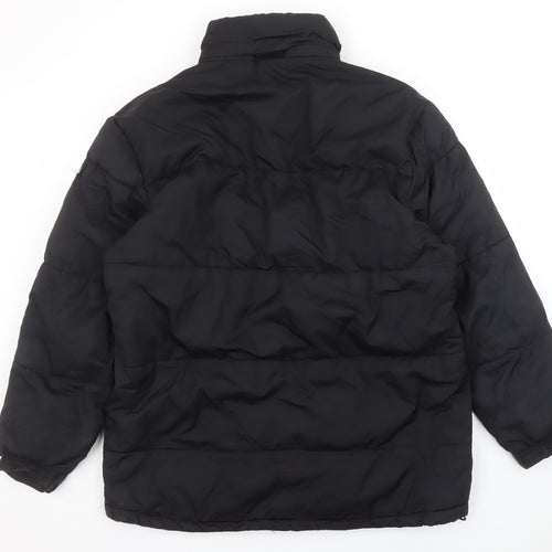 Athletic Works Men Black M Puffer Jacket Winter Polyester Mid-Length