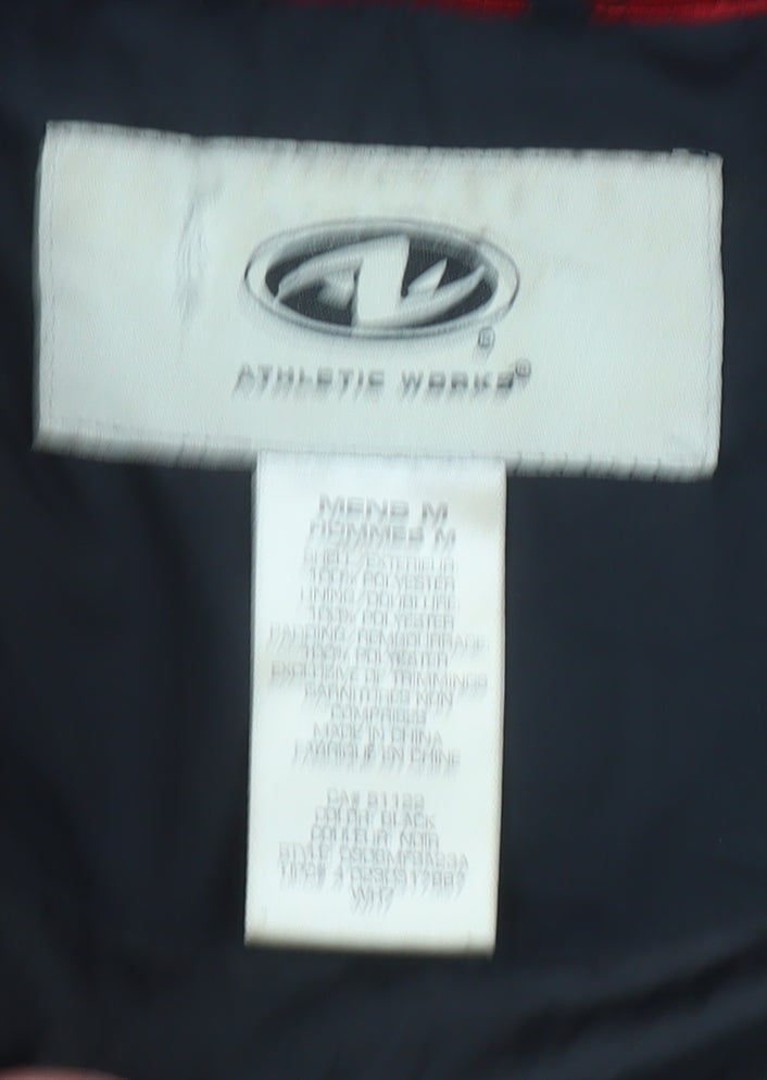 Athletic Works Men Black M Puffer Jacket Winter Polyester Mid-Length