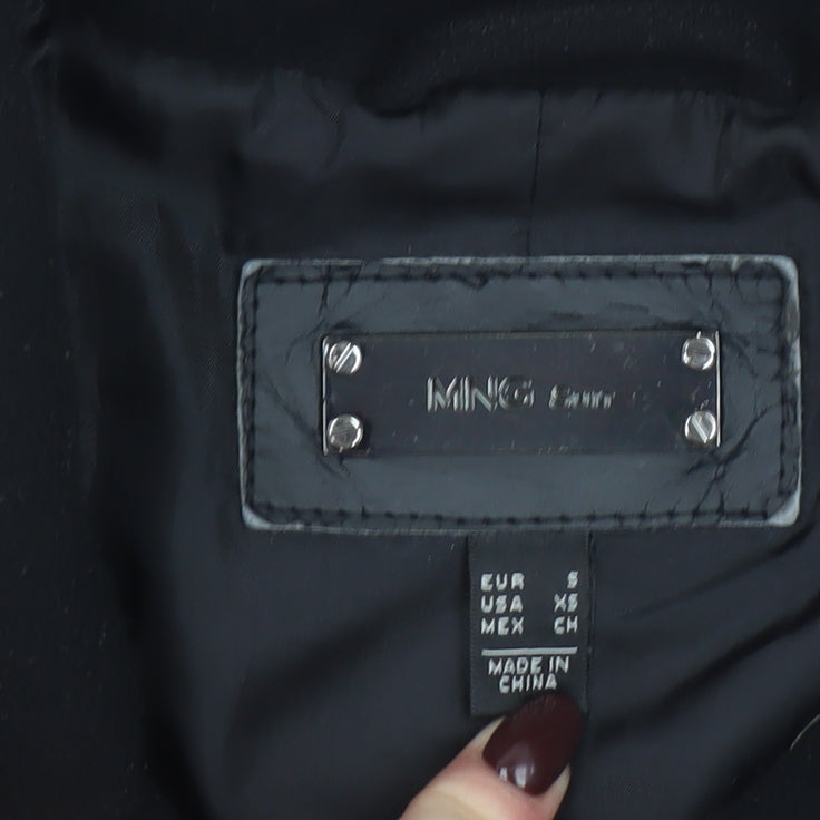 Mango Women’s Black Mid-Length Coat Size 8 Wool-Blend Zip Collar