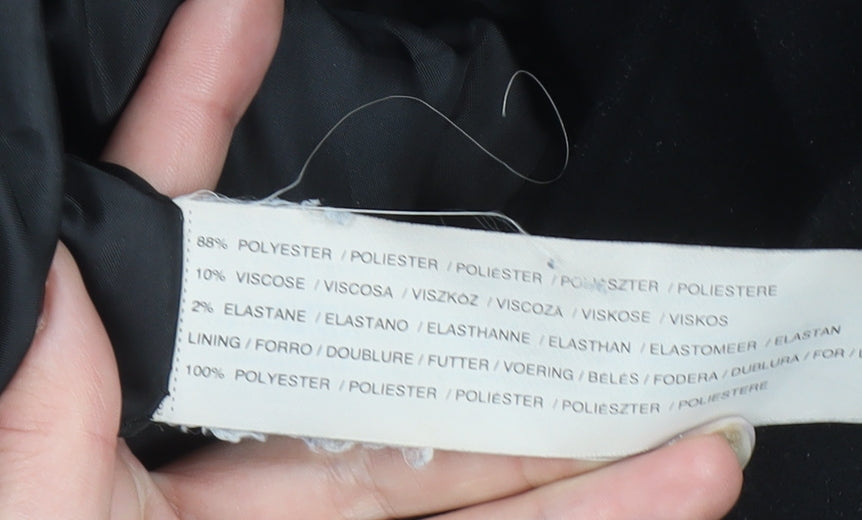 Mango Women’s Black Mid-Length Coat Size 8 Wool-Blend Zip Collar