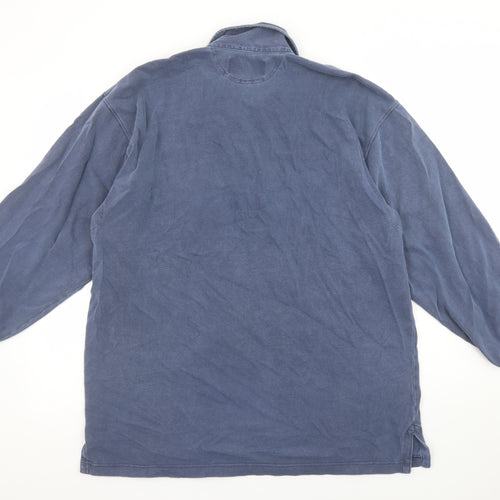 Guinness Men’s Blue Long Sleeve Cotton Polo Shirt L Vintage Beer Logo