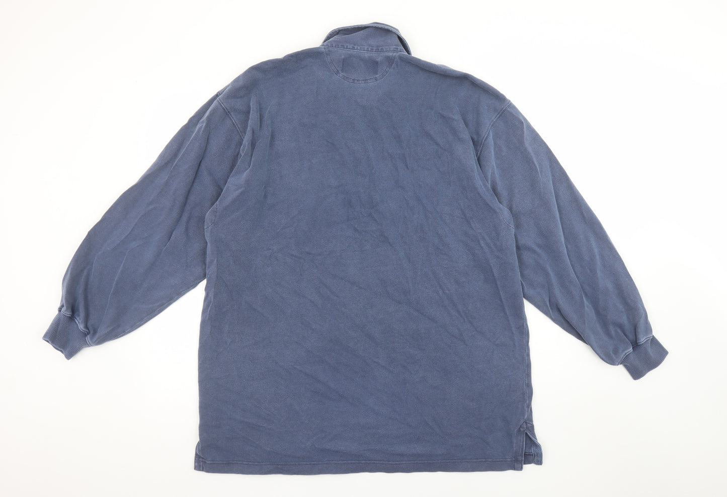 Guinness Men’s Blue Long Sleeve Cotton Polo Shirt L Vintage Beer Logo