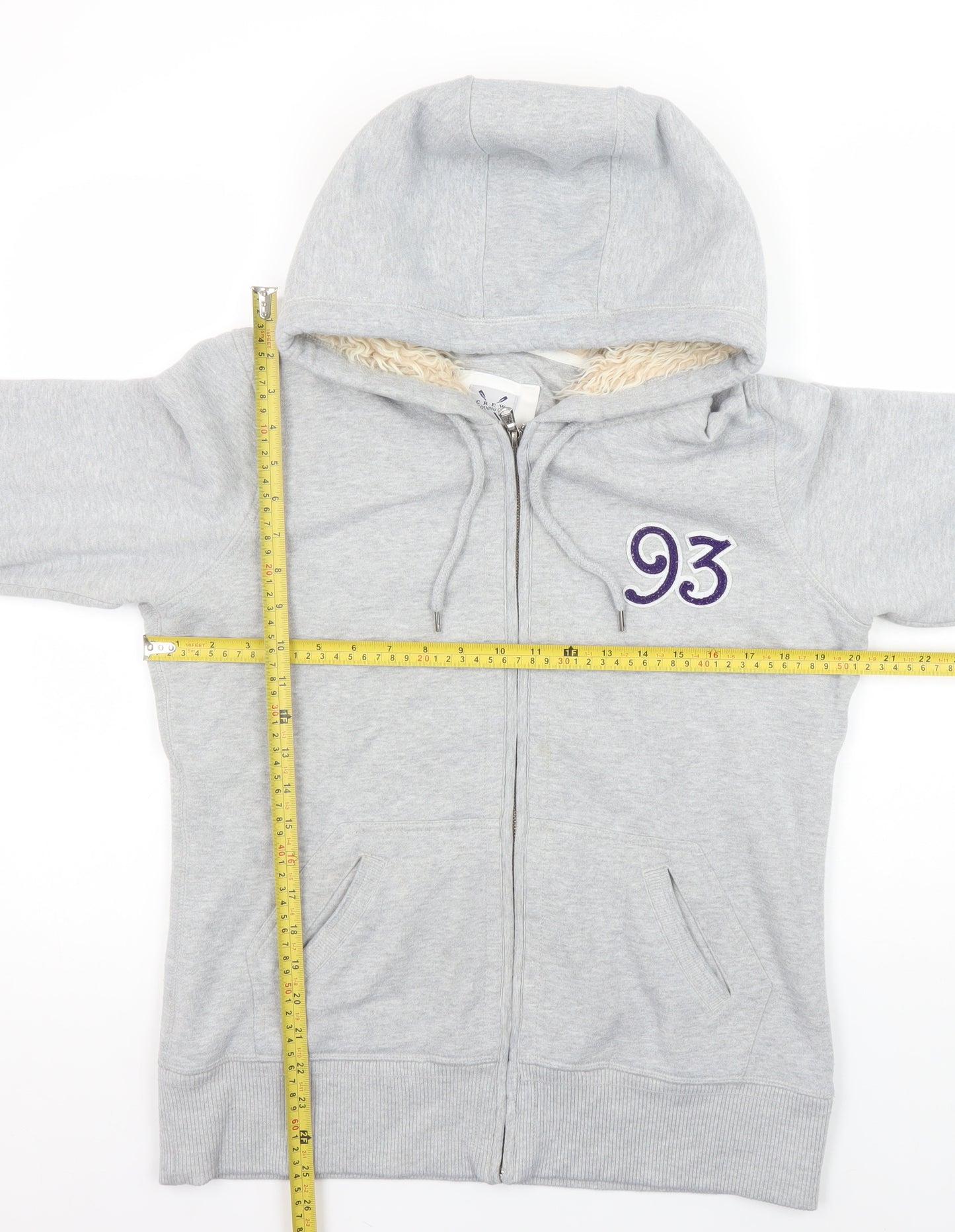 Crew Clothing Women’s Grey Full Zip Hoodie Size 14 Sherpa Lined