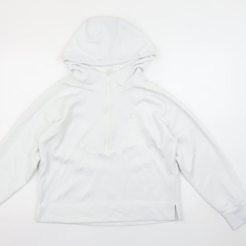 Reiss Women’s White S Half Zip Hoodie Lightweight Modal Blend