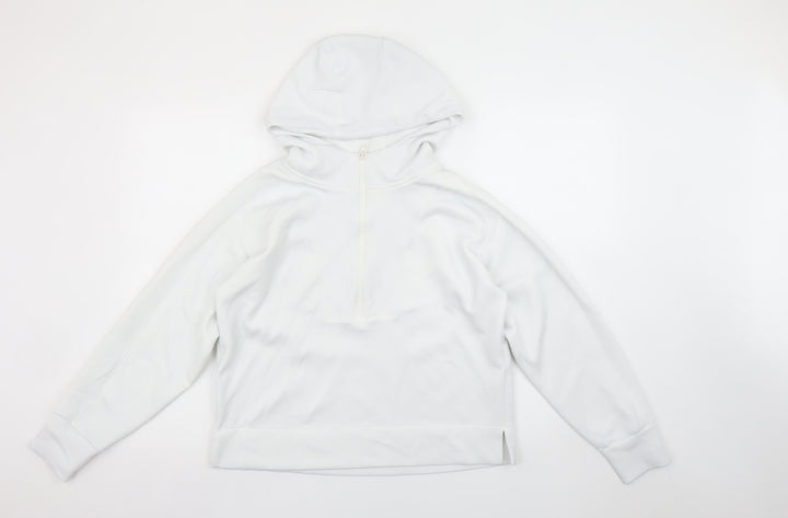 Reiss Women’s White S Half Zip Hoodie Lightweight Modal Blend