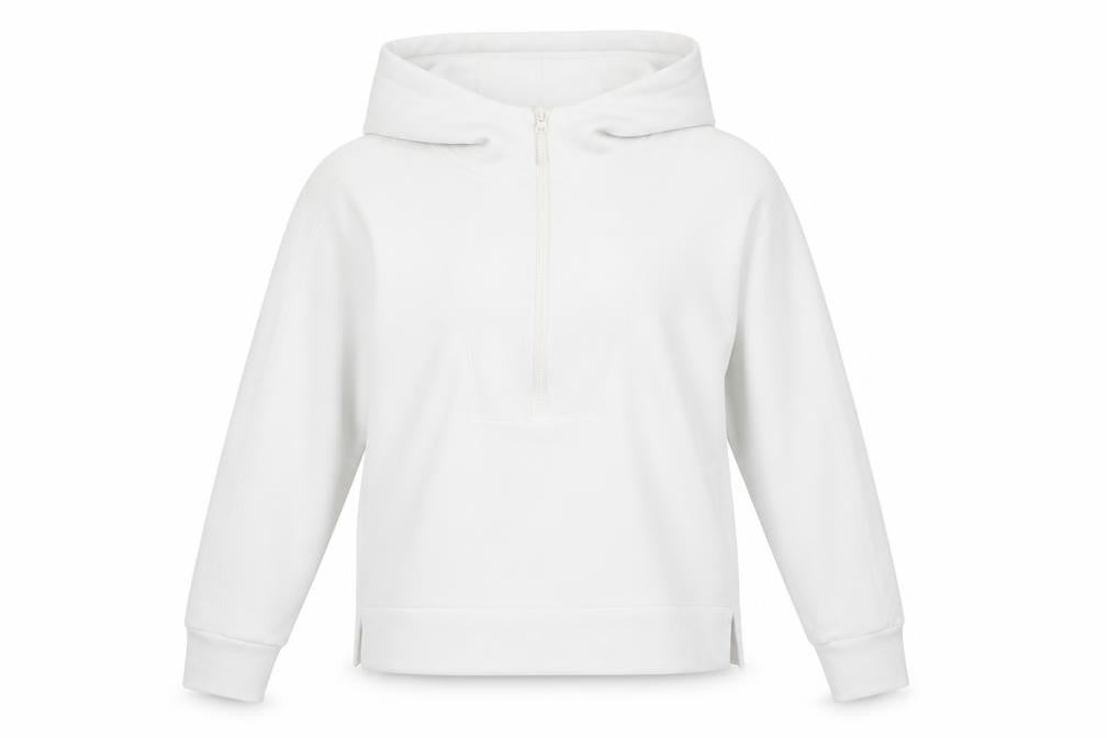 Reiss Women’s White S Half Zip Hoodie Lightweight Modal Blend