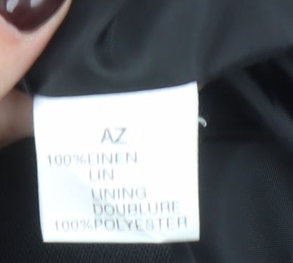 Az Women Black Linen Tailored Single-Breasted Blazer Size 18
