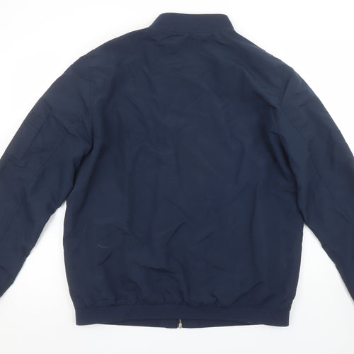 Jack & Jones Men's Blue Bomber Jacket XL Polyester Zip Classic Style