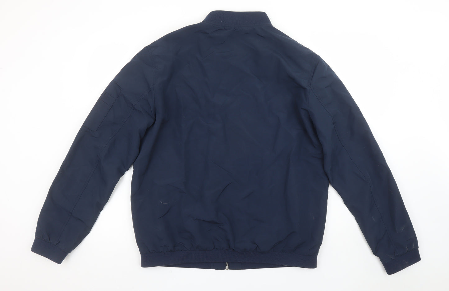 Jack & Jones Men's Blue Bomber Jacket XL Polyester Zip Classic Style