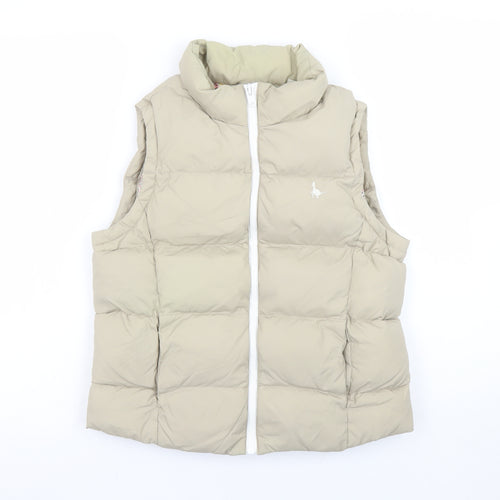 Jack Wills Womens Beige Puffer Gilet Size 10 Sleeveless Waistcoat