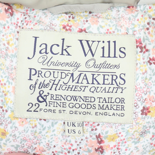 Jack Wills Womens Beige Puffer Gilet Size 10 Sleeveless Waistcoat