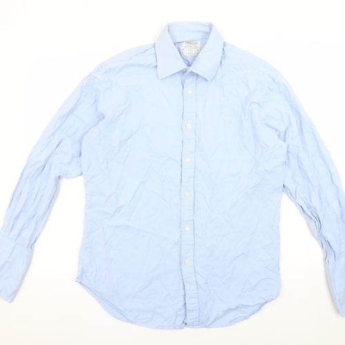 T.M. Lewin Men's Blue Slim Fit Luxury Cotton Formal Dress Shirt Size 16