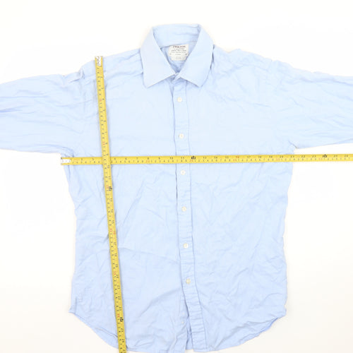 T.M. Lewin Men's Blue Slim Fit Luxury Cotton Formal Dress Shirt Size 16