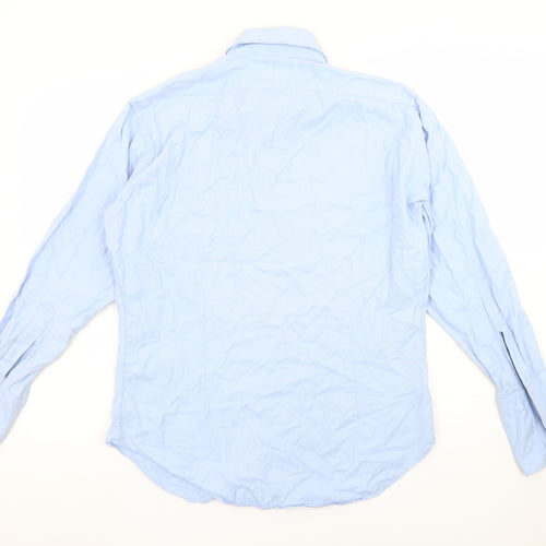 T.M. Lewin Men's Blue Slim Fit Luxury Cotton Formal Dress Shirt Size 16