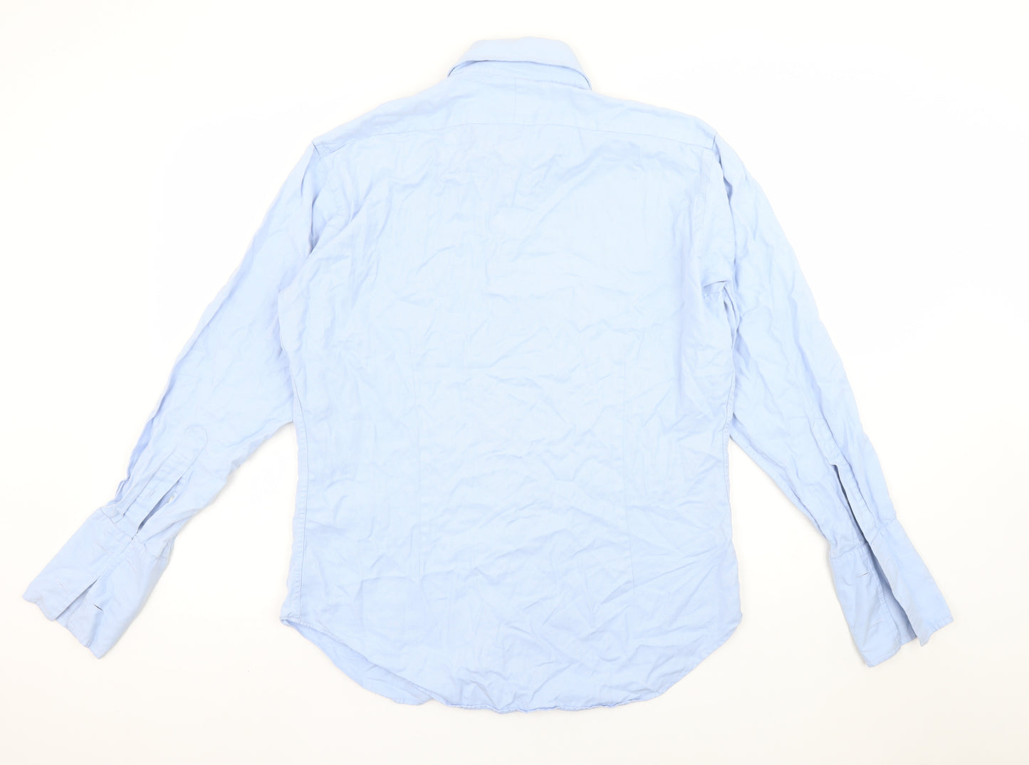 T.M. Lewin Men's Blue Slim Fit Luxury Cotton Formal Dress Shirt Size 16