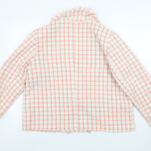 Boohoo Women’s Pink Bouclé Check Blazer Jacket UK 18