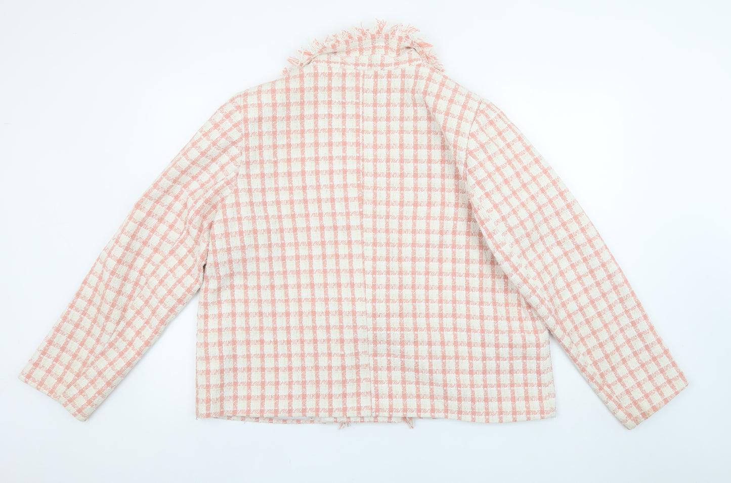 Boohoo Women’s Pink Bouclé Check Blazer Jacket UK 18