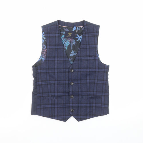 Next Boys Blue Check Waistcoat 8 Years Formal Suit Vest