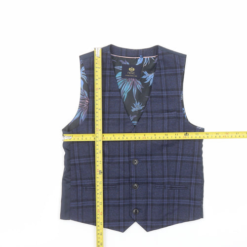 Next Boys Blue Check Waistcoat 8 Years Formal Suit Vest